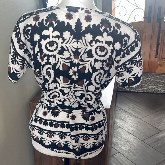 Ann Taylor Scarf Print Tie Waist Dolman Top - Picture 4 of 11